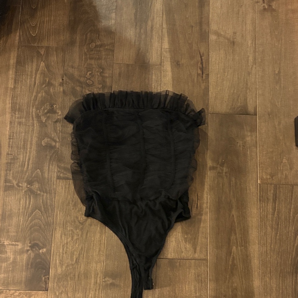 Blue Blush Black Ruffled Camisole